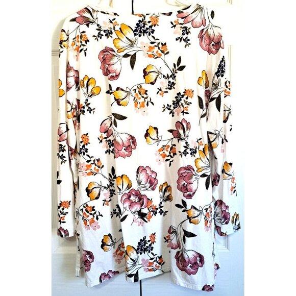 Terra & Sky Women's 14W Long Sleeve Scoop Neck Multicolor Floral Print Top - Picture 3 of 5